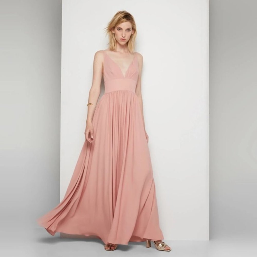 NWOT Fame and Partners Stella Dress/ Blush/Chiffon Maxi